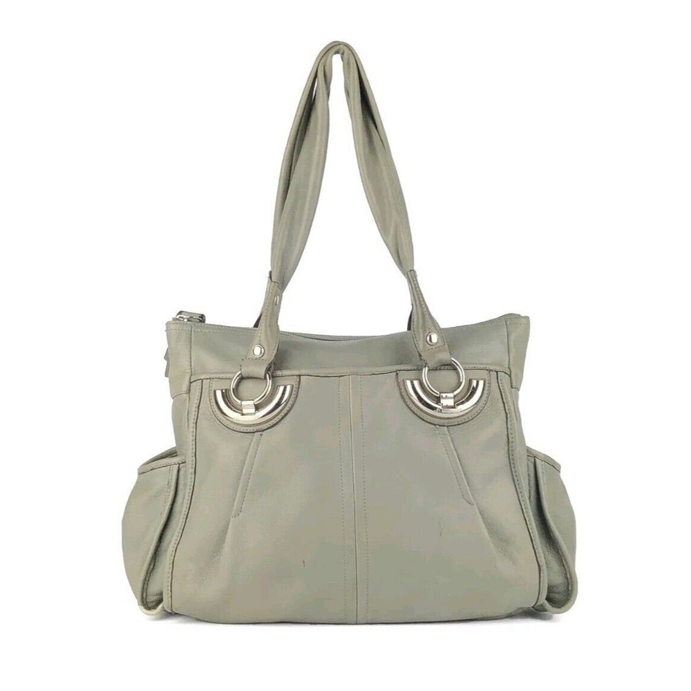 Nice B. MAKOWSKY ShoulderBag Pebbled LEATHER Pale Grey HOBO Handbag 15x15" Purse